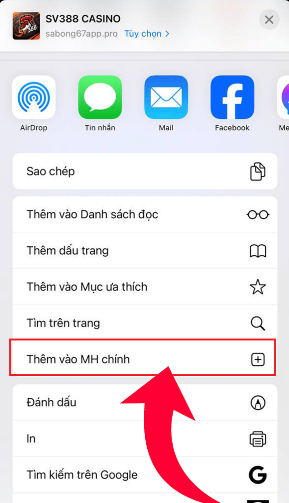 Bấm vào ô Thêm Vào MH Chính