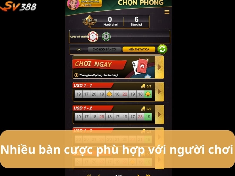 Nhiều bàn cược và mức cược