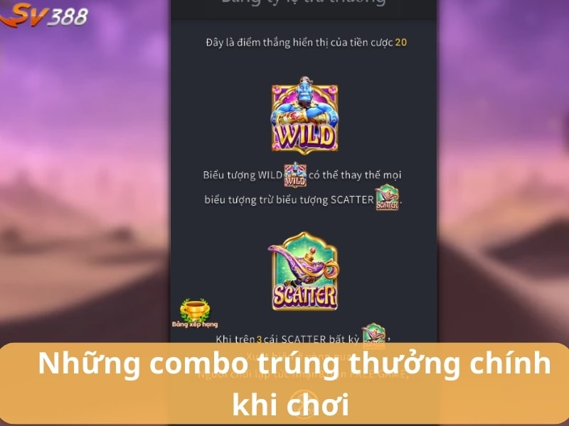 Một số combo trúng thưởng chính khi quay hũ thần đèn vàng